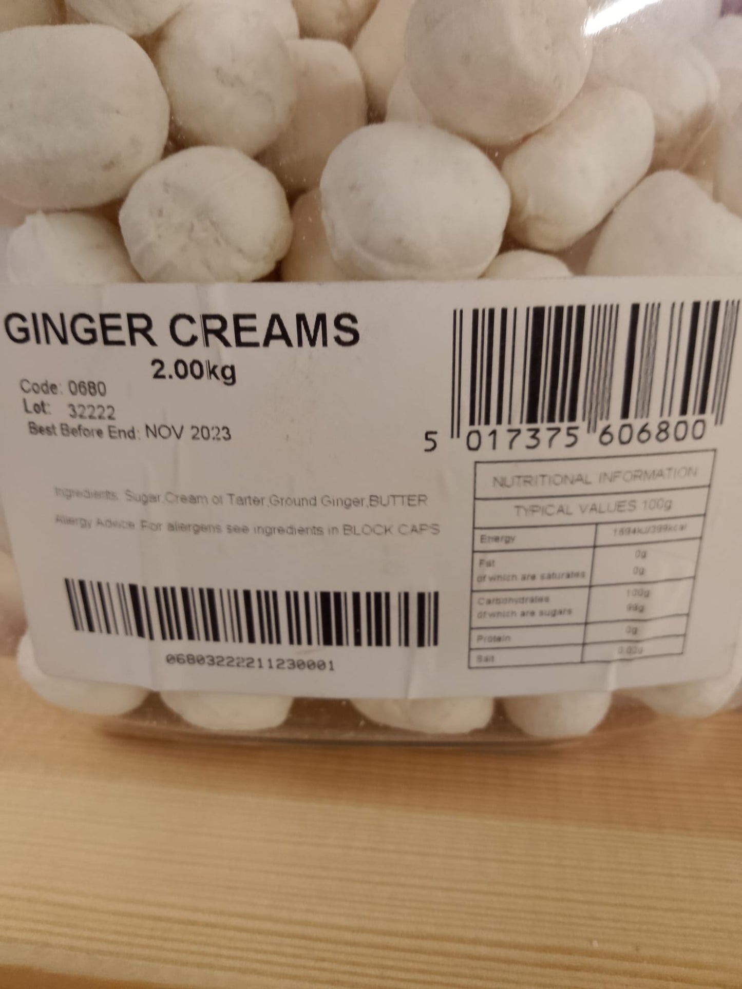 Ginger Creams per 100g