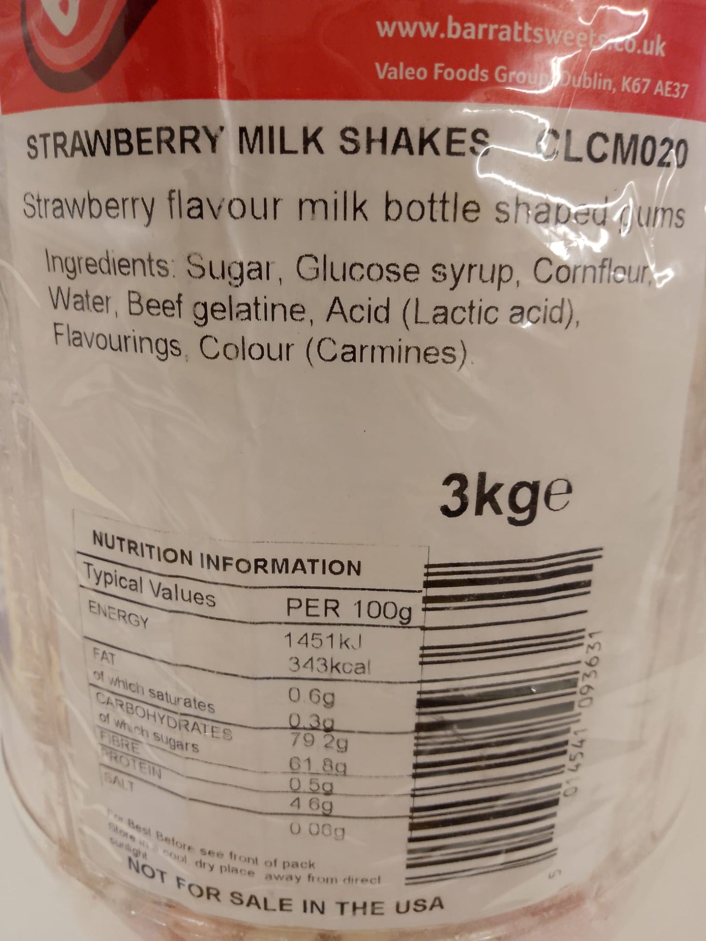 Strawberry Milk Shakes Bottles per 100g