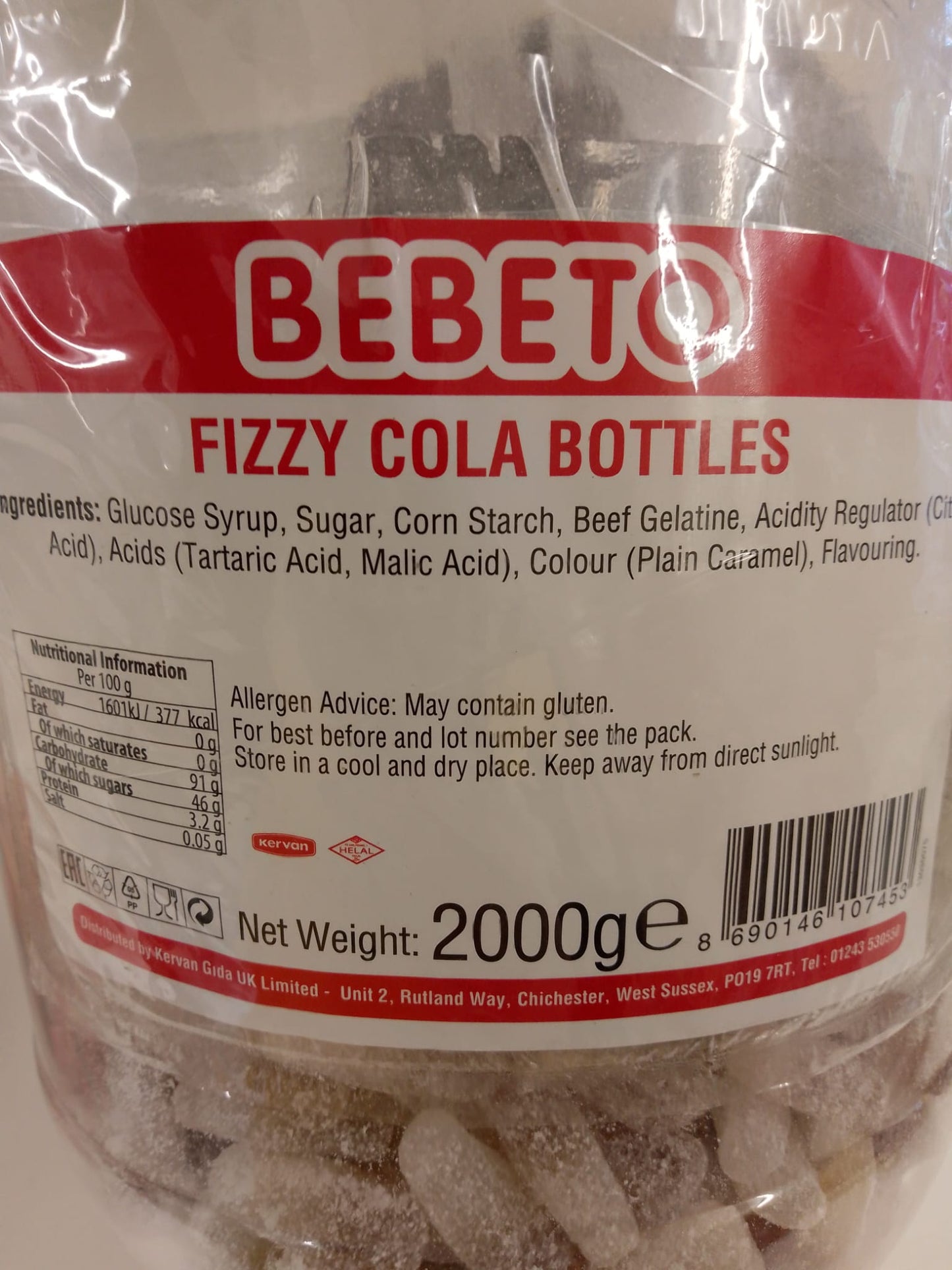 Fizzy Cola Bottles per 100g