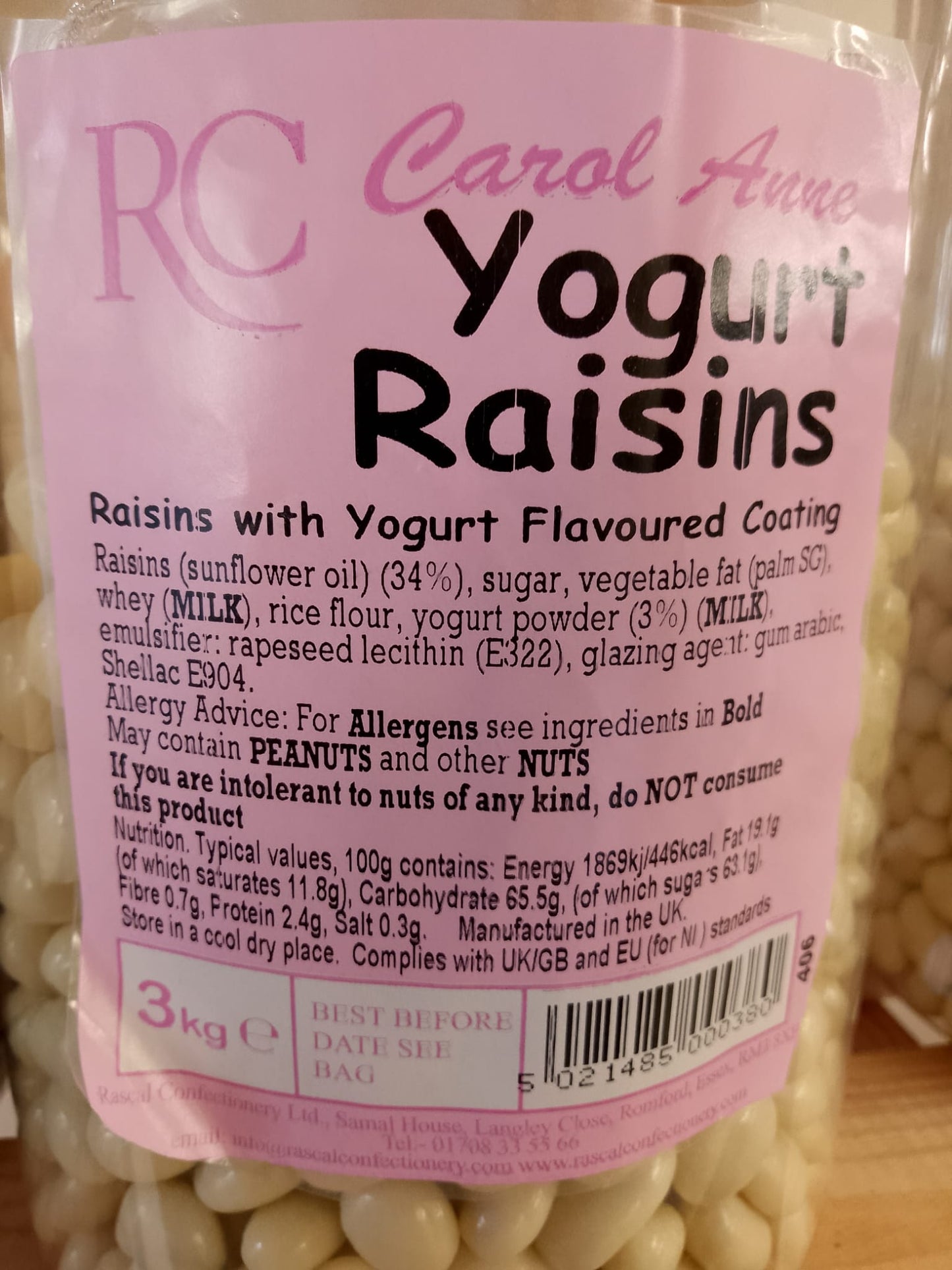 Yogurt Raisins per 100g