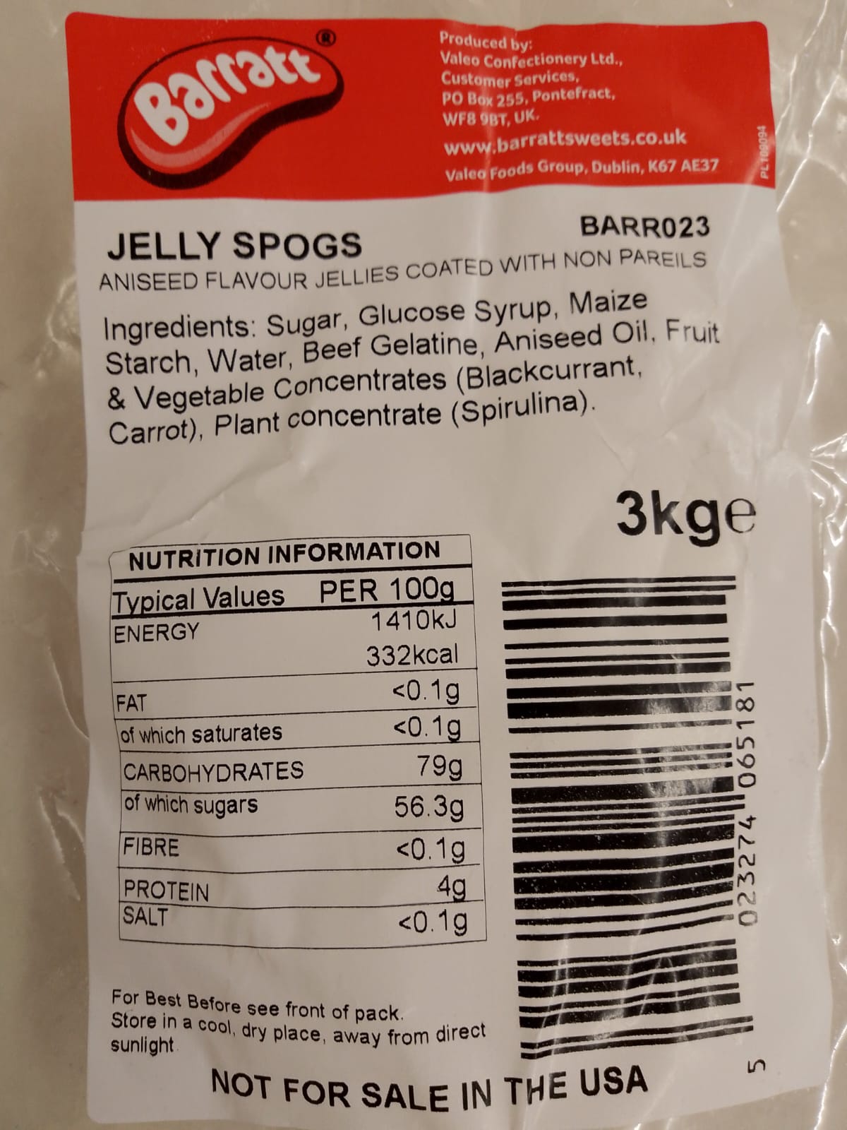 Jelly Spogs per 100g