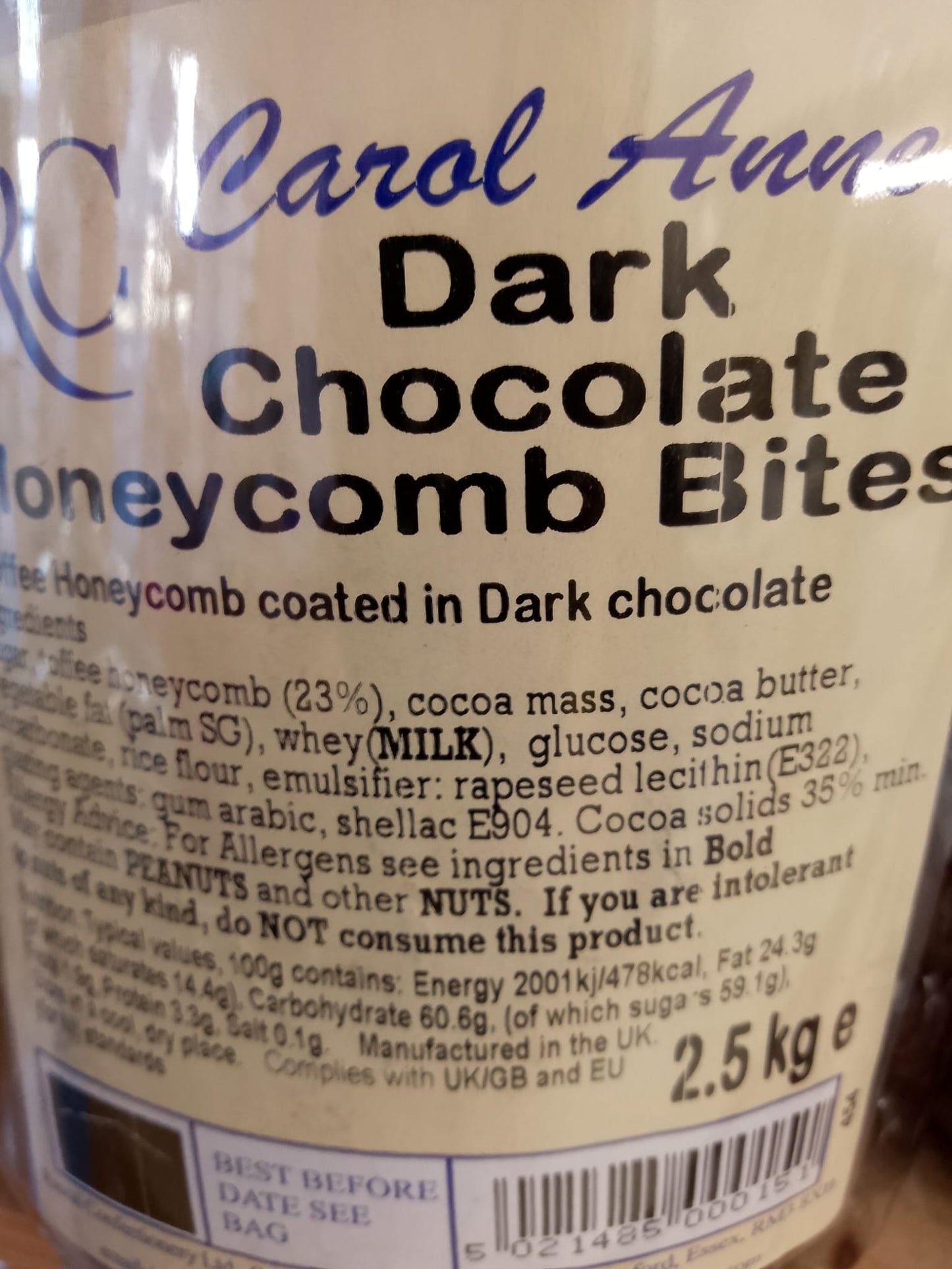 Dark Chocolate Honeycomb Bites per 100g