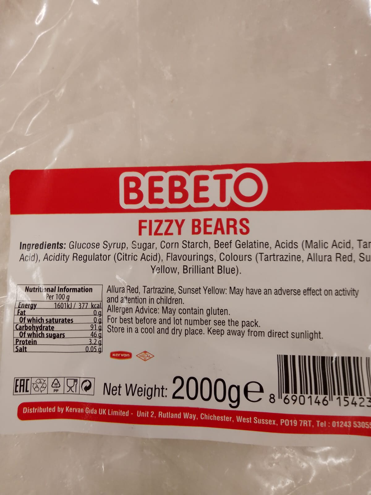 Fizzy Bears per 100g