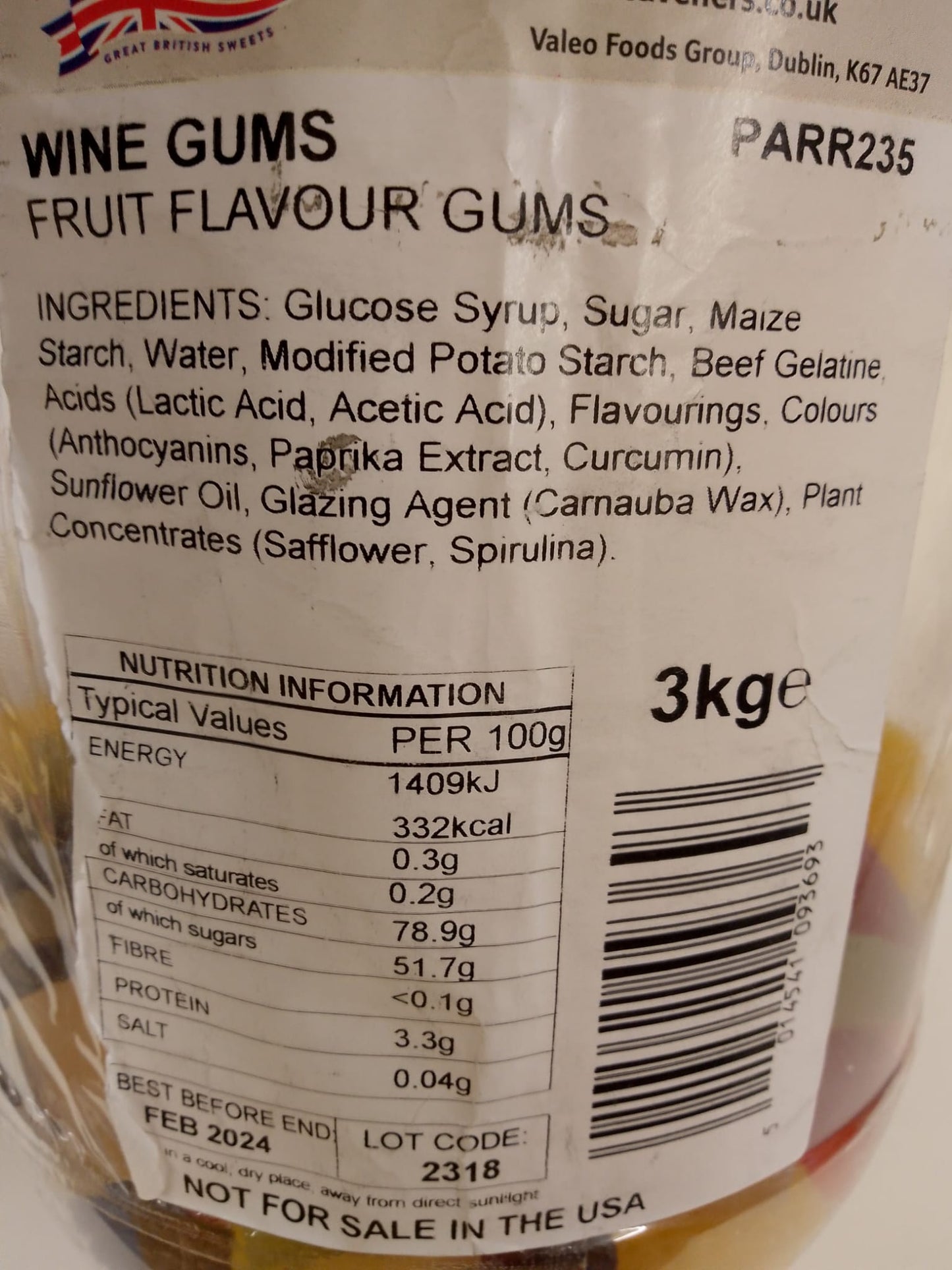 Wine Gums per 100g