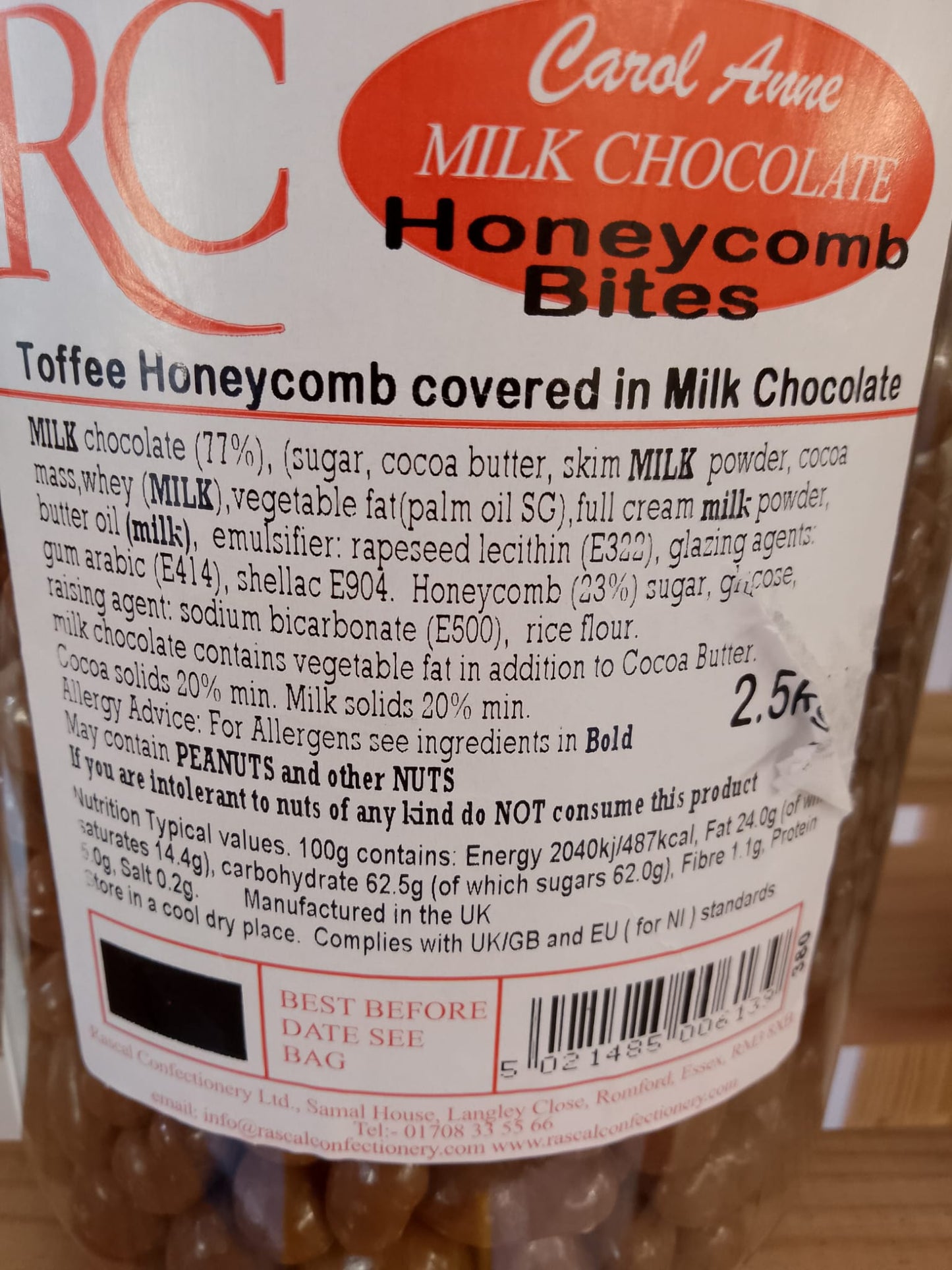 Milk Chocolate Honeycomb Bits per 100g